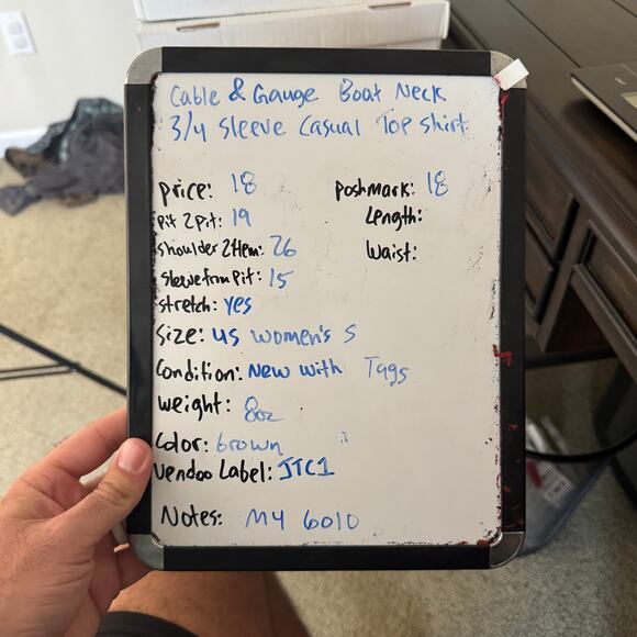 Cable & Gauge Boat Neck 3/4 Sleeve Casual Top Shirt US Women's S - Picture 8 of 8